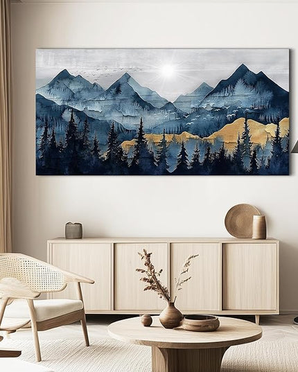 FUHAIHUA Large Wall Decor For Living Room Canvas Wall Art For Office Modern Wall Decorations For Bedroom Mountain Landscape Painting Abstract Pictures Artwork Room Home Decor 24x48 In