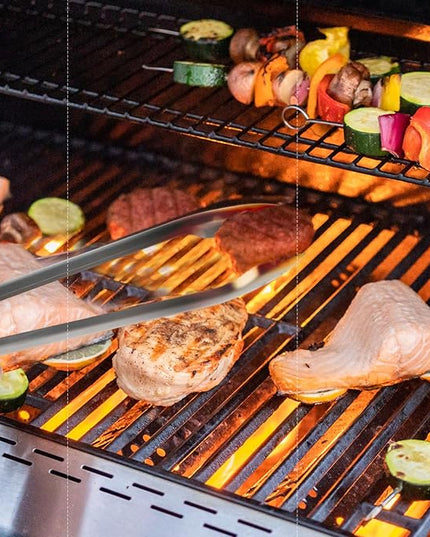 21-Inch Extra Long Stainless Steel BBQ Tongs with Extended Luxurious Acacia Handle – Durable and Easy-to-Clean Grilling Tool for Cooking, Kitchen Use, and Outdoor Barbecues