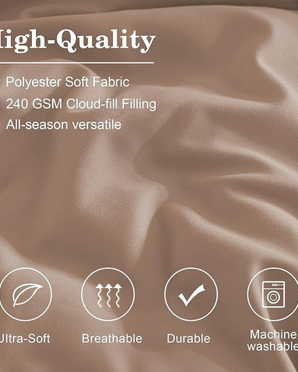 Monbix Twin XL Size Comforter Set - Extra Long 5 Pieces Dorm Bedding Sets, Quilting Design Fluffy Bed in a Bag Twin XL with Sheets, Pillowcase & Sham(Rust Pink)