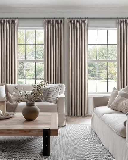 Topfinel 84 Inches Long Pinch Pleated Semi Sheer Curtains,Burlywood Blended Light Filtering Window Curtains 84 Length for Living Room Bedroom Pinch Pleat Drapes with Hooks 1 Panels 72" Wx84 L