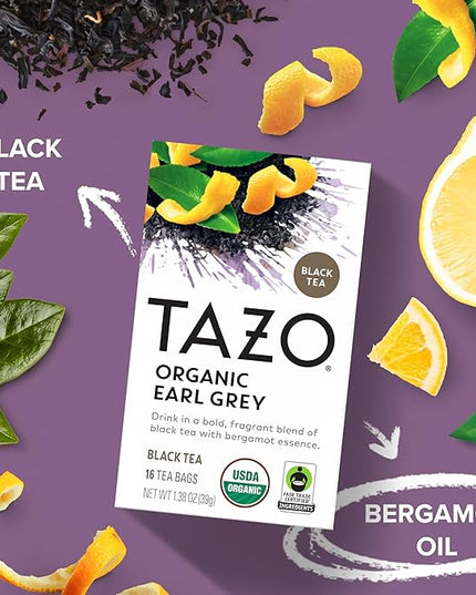 TAZO Tea Bags, Regenerative Organic: Chai Black Tea, Awake English Breakfast Black Tea, & Earl Grey Tea 16 CT (1ea) (Variety Pack)