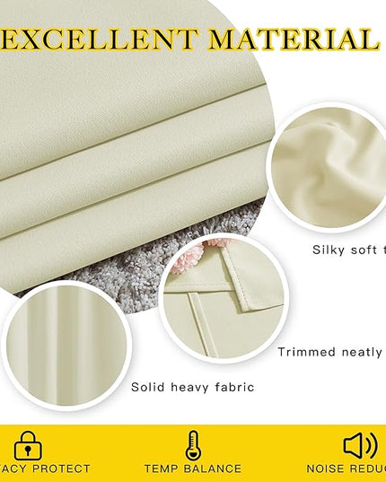 NICETOWN Room Darkening Beige Curtains 102 inches Long 2 Panels Burg, Grommet Thermal Curtains Light Blinds Room Darkening Window Treatments for Bedroom, 2 Panels, W52 x L102