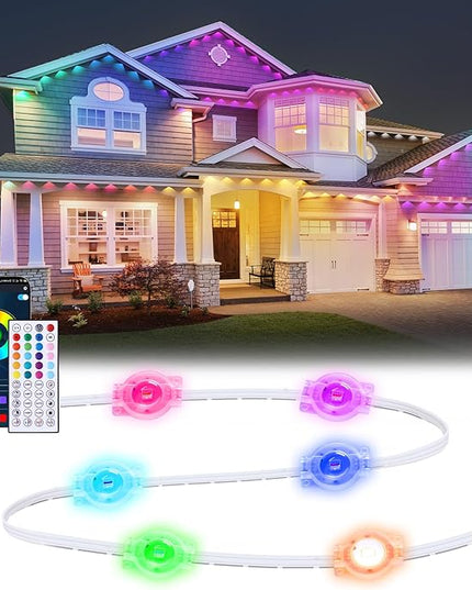 100FT Permanent Outdoor Lights for House,RGB LED Eaves Lights with IP67 Waterprooff, Smart App Remote Control, Music Sync, for Christmas,Daily & Holiday Party Decor