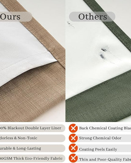 Rust Brown Pinch Pleated Blackout 90 Inch Curtains for Sliding Glass Doors 2 Panels Set, Memory Shape Linen Thermal Sound Dampening Dual Layer Heavy Drapes Textured Windows Curtain 40x90 Inches Long