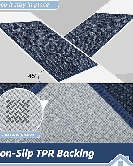 BEQHAUSE Dirt Trapper Door Mat 24" x 36", Non-Slip Washable Doormats Entrance Mat, Dirt Resistant and Absorbent Welcome Mat, Low Profile Floor Mats for Front Back Door and Entryway, Blue