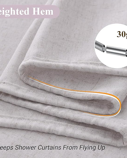 Naturoom Champagne Linen Shower Curtain, Cloth Textured Fabric Shower Curtain Set with Hooks, Simple Elegant Modern Farmhouse Country Ultra Thick Bath Curtains for Bathroom,Water Repellent,54x78