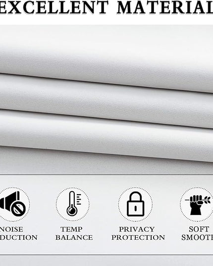 DONREN Greyish White Room Darkening Rod Pocket Curtain Panels - Window Treatment Thermal Insulated Curtains for Bedroom Off White(42 W by 45 L Inch,2 Panels)