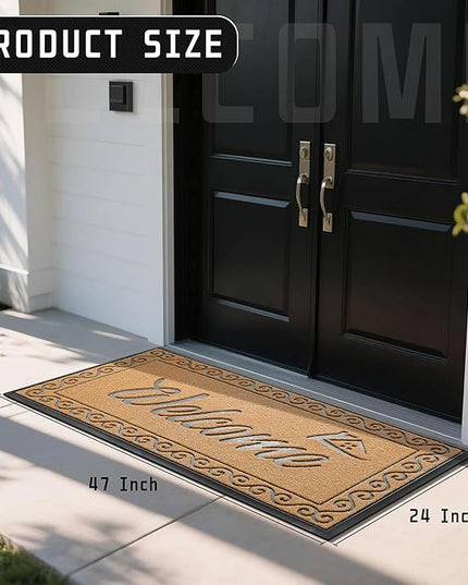 Yimobra Welcome Mat, Heavy Duty Sturdy Door Mats for Home Entrance Outdoor Indoor, Front Doormat for Outside Patio Floor Entry Porch Garage Office, Waterproof, Low Profile, 47 x 24, Yellow