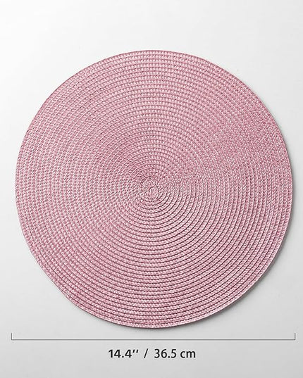 Round Placemats Set of 4 Plastic Woven Placemats Washable Wipeable Table Mats for Dining Table Heat Resistant Non-Slip Circle Place Mats (Lilac)
