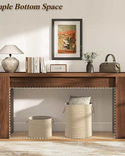 71" Extra Long Console Table, Wood Farmhouse Entryway Table, Plank and Beam Console Tables for Living Room, Entry, Entrance, Behind Couch, Hallway, Foyer, Narrow Sofa Tables for Front Doo