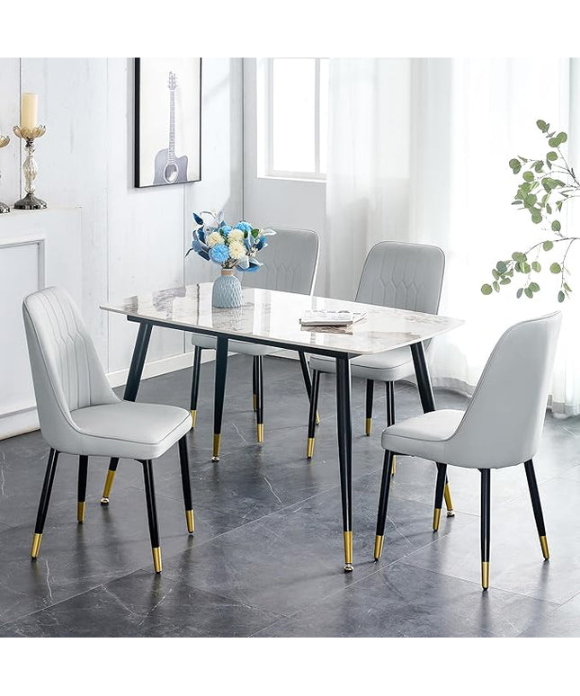 Small Dining Table Set for 4, Dining Room Table Set for 4, Sintered Stone Kitchen Table Top and Modern Chairs Set of 4 for Kitchen Dining Room, Small Space