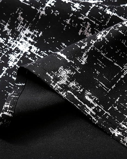 Taisier Home Black & Silver Glittering Geometric Dots Curtains 108" - Room Darkening Privacy Drapes, Set of 2 Silver Foil Print Linen Panels with Sparkling Accents for Bedroom Living Room Decor