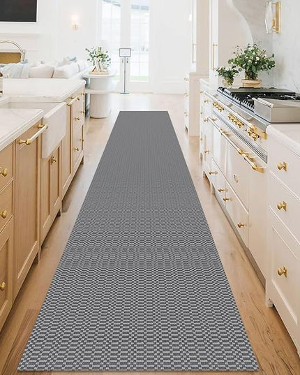KOZYFLY Washable Runner Rug 3x18 ft Hallway Kitchen Runner Rugs with Rubber Backing Bobo Non Slip Entryway Runner Indoor, Long Carpet Runners for Hall Kitchen Entryway, Grey/Charcoal Grey