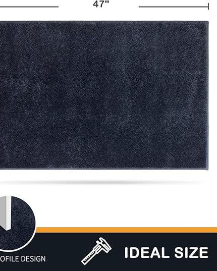 PURRUGS Dirt Trapping Door Mat 31.5" x 47", Non-Slip Machine Washable Entry Rug, Shoe Scraper, Dog Doormat, Super Absorbent Welcome Mat for Front & Back Door, Muddy Shoes & Paws, Navy Blue
