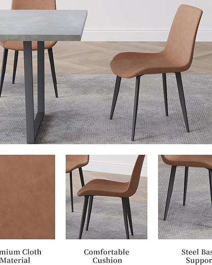 5 Piece Dining Table Set, 42.9 Inch Modern Kitchen Dining Table and Leather Dining Chairs for Kitchen Dining Room (Table + 4 Brown Chairs)