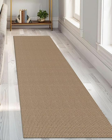 KOZYFLY Runners for Hallways 2.6x8 ft Washable Kitchen Runner Non Slip Rubber Backed Hall Runners Cotton Entryway Runner Rugs Floor Carpet for Indoor Backdoor Bedroom Kitchen, Tan/Orange/Brown