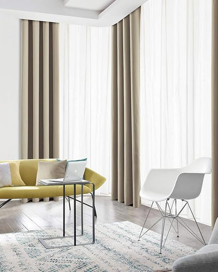 Blackout Curtains for Bedroom Thermal Insulated Light Blocking Room Darkening Curtains Solid Grommet Window Drapes for Living Room, Set of 2 Curtain Panels 42 W x 54 L inch Long Beige