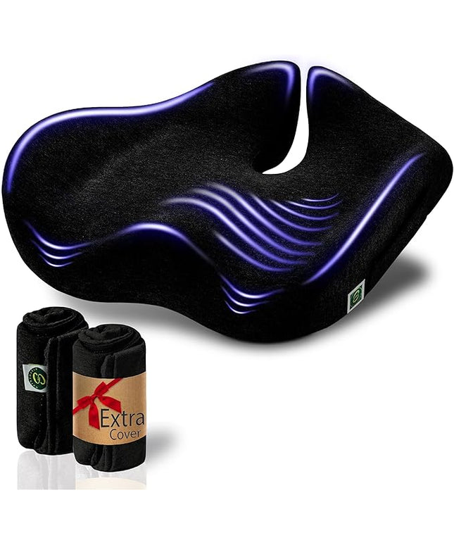 X Large Seat Cushions for Office Chairs, Car & Truck. Gaming Chair Seat Cushion and Sciatica Pain Relief Pillow for Back Pain. Orthopedic Coccyx Cushion for Tailbone Pain Relief (Original Black)