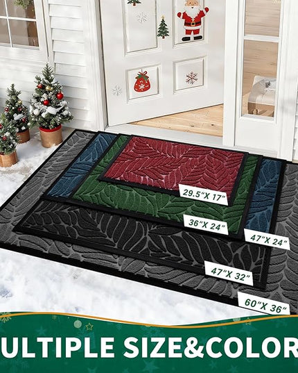 Yimobra Front Door Mat Outdoor Indoor, 29.5x17 All-Season Waterproof Door Mat Outside Entrance, All-Weather Non-Slip Outside Doormat for Garage Patio Entryway, Green