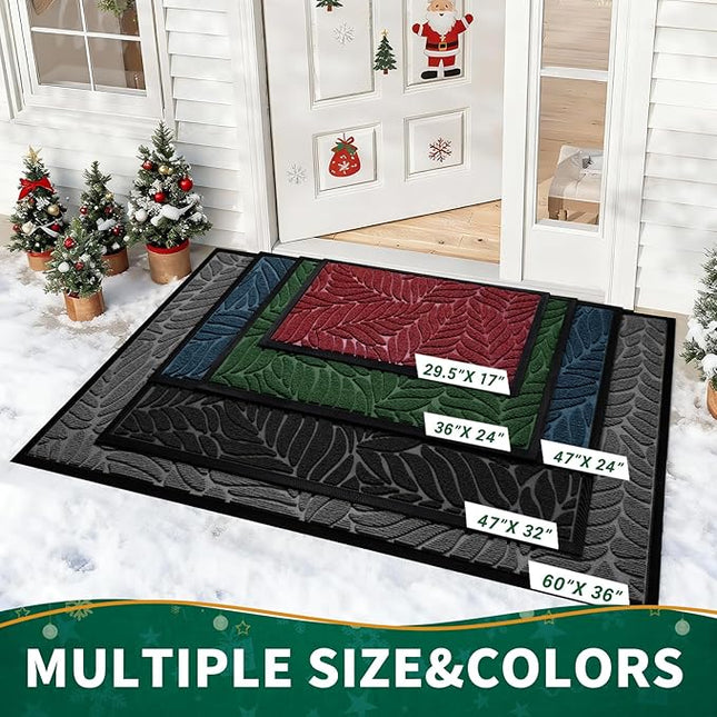 Yimobra 36x24 Large Door Mat Outdoor Indoor, All-Season Waterproof Door Mat Outside Entrance, All-Weather Non-Slip Outside Doormat for Garage Patio Entryway, Green