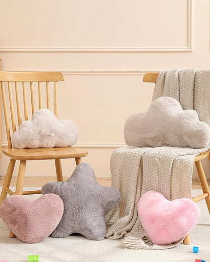 YRXRUS Cloud Pillows, Beige Cloud Shaped Pillow, Decorative Throw Pillow Gifts, Cute Plush Room Decor, Fluffy Faux Rabbit Fur 13"x21" Pillows for Living Bedroom Kids Room
