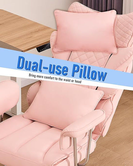 DYHOME 500 lbs Reclining Massage Office Chair with Foot Rest, Executive Home Office Chairs for Heavy People, High Back Computer Desk Chair, Pocket Spring Cushion, Big and Tall Ergonomic Chair,Pink