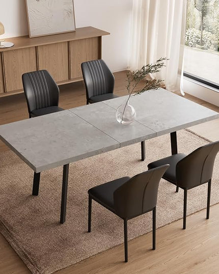 47.2"- 62.9" Extendable Dining Table Set for 4, Modern Kitchen Table with Dining Chairs for 4-6 Person, Thickened Expandable MDF Wooden Table with Metal Legs for Dining Room, Kitchen, Living Room