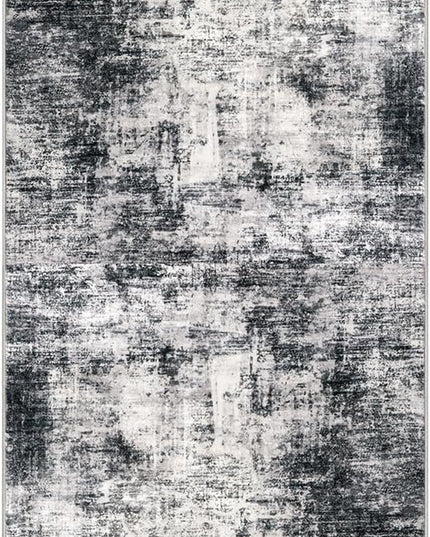 IOHOUZE Abstract Runner Rug 3x8 Ft Washable Runners for Hallways, Non Slip Kitchen Runner Printed Faux Wool Entryway Runner Indoor, Modern Abstract Floor Carpet for Hall Kitchen Bedroom, Black Grey