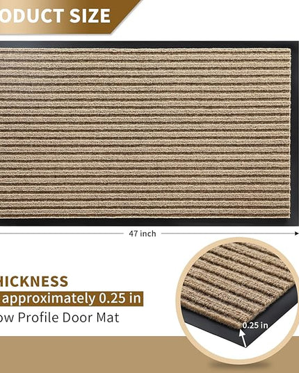 Yimobra Front Door Mat Outdoor Indoor Entrance, 100% Waterproof All-Season All Weather Doormat, Welcome Matt Outside Entry, Non Slip, Low Profile, Heavy Duty Patio Porch Floor Mats,47 x 32,Khaki