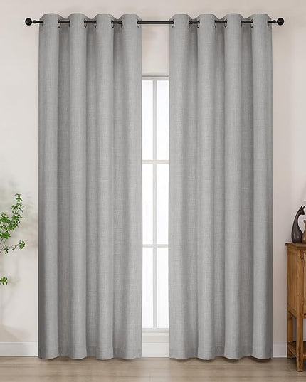 Chyhomenyc Light Grey Curtains 84 Inches Long 2 Panels Set, Light Filtering Faux Linen Textured Soft Airy Window Curtains for Living Room Bedroom, Thick Modern Privacy Grommet Drapes, 50Wx84L, 2PCS