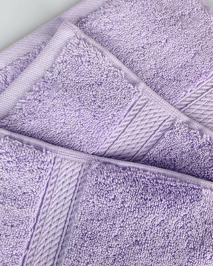 Superior Egyptian Cotton Pile 8 Piece Towel Set, Includes 2 Bath, 2 Hand, 4 Face Towels/Washcloths, Ultra Soft Luxury Towels, Thick Plush Essentials, Guest Bath, Spa, Hotel Bathroom, Purple