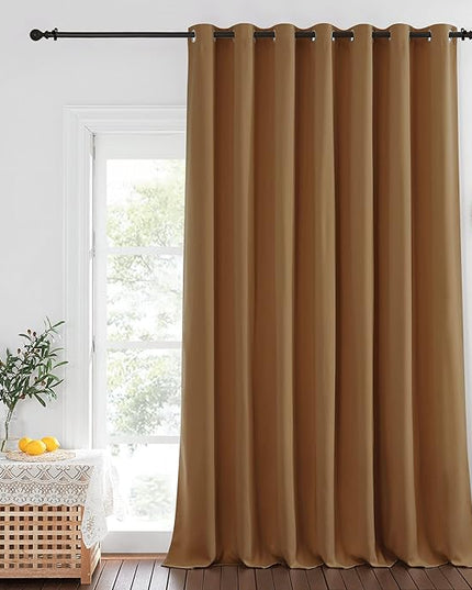 NICETOWN Blackout Patio Curtains 100 x 144 Inches Long for Sliding Door Extral Wide Blackout Curtain Panels Thermal Insulated Room Divider - Grommet Top, 100" W x 144" L, 1 Panel, Gold Brown