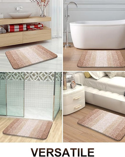 OLANLY Bathroom Rug Set 2 Piece, Soft Absorbent Microfiber Bath Rug Set, Non-Slip, Machine Wash Dry, Plush Shaggy Bath Mats for Bathroom (30"x20"+24"x16", Beige)
