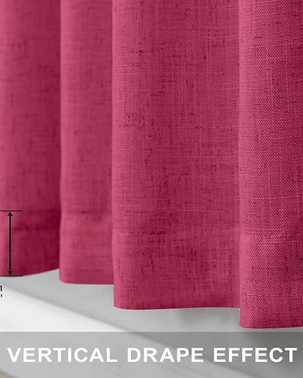 Pitalk Christmas Red Hot Pink Curtains for Bedroom 84 Inch Length 2 Panels Back Tab Pocket Semi Sheer Linen Rainbow Colored Girls Curtain for Kids Room Living Xmas Raspberry Fuchsia Magenta 52x84 Long