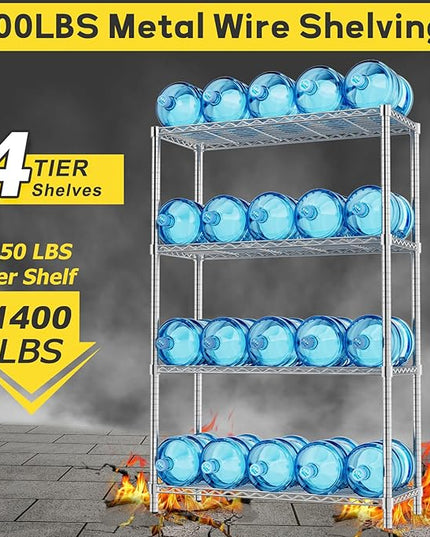 Storage Shelves Heavy Duty, 36" L x 14" W x 54" H Garage Wire Shelving Unit Loads 1400LBS, 4-Tier Adjustable Metal Industrial Utility Shelf Rack for Kitchen, Laundry Room, Pantry, Warehouse, Basement