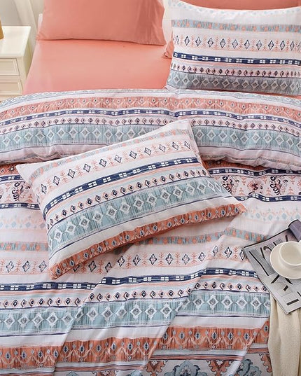 MUXHOMO Boho Pink Bed in a Bag King 7 Pieces, King Comforter Set Reversible Botanical Flowers Design, Ultra Soft & Breathable Bedding Sets with Comforter, Sheets, Pillowcases & Shams