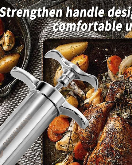 Meat Injector Syringe 2-oz Marinade Flavor Barrel 304 Stainless Steel with 3 Marinade Needles, Travel Case for BBQ Grill Smoker, Turkey, Brisket, Paper Instruction and E-book Included by JY COOKMENT