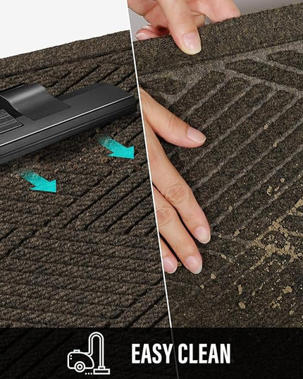 Sturdy Front Door Mat, Absorbent Muddy Dirt Resist Welcome Door Mats Outdoor Indoor, Stain and Fade Resistant, Non-Slip Rubber Backing Low Profile Doormat for Entryway, 47×32, Brown