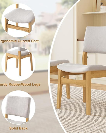 7-Piece Dining Set Modern Dinner Table set for 6, Wood Dining Table with 6 Upholstered Chairs, 60" Rectangular Table with Stackable Chairs Padded Seat Backrest for Dining Room Kitchen Apartment