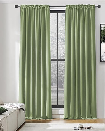 DONREN Patio Door 108 Inches Long Curtain Panels - Ceiling to Floor Extra Long Drape Curtains Window Treatment for Sliding Glass Door (Sage,2 Pieces,W 52 x L108 inches)