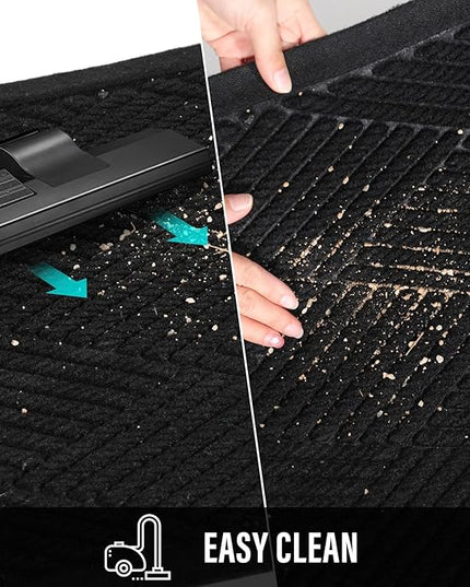 Sturdy Front Door Mat, Absorbent Muddy Dirt Resist Welcome Door Mats Outdoor Indoor, Stain and Fade Resistant, Non-Slip Rubber Backing Low Profile Doormat for Entryway, 47×32, Black