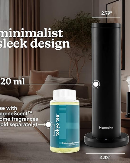 Homedics SereneScent Waterless Home Fragrance Diffuser, Use with Homedics SereneScent Oil (Sold Separately), Patented Air Diffusion Technology, Clean & Natural Fragrance, Enhances Mood, Large Rooms