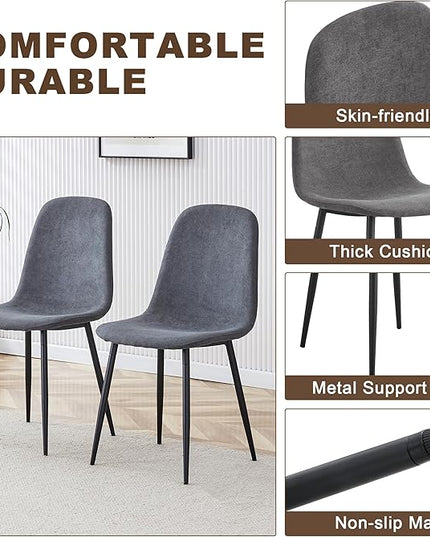 Dining Table Set for 8, 9 Piece Dining Table Set, 71'' Dark Wood Kitchen Table and Suede Nap Fabic Chairs Set of 8, for Kitchen Dining Room