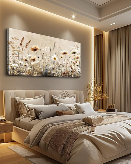 XIGUANGART Flowers Framed Wall Art for Living Room Floral Large Wall Decor Wildflowers Pictures Modern Farmhouse Painting Canvas Art Prints Vintage Artwork For Bedroom Office Home Aesthetics 20"X40"