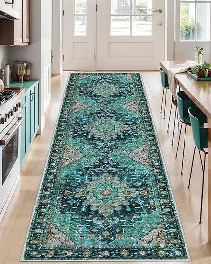 Ciicool Washable Runners Area Rug for Hallways, Ultra Soft 2'6 "x8' ft Boho Print Non-Slip Vintage Oriental Medallion Long Carpet for Kitchen Bedroom Laundry Bathroom