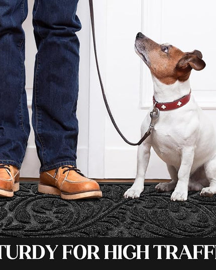 Yimobra Large Door Mat Outside Entrance 47x24, Waterproof Sturdy Outdoor Mats for Front Door, Heavy Duty Non-Slip Doormat for Garage Patio Entryway Indoor, Easy Clean, Black
