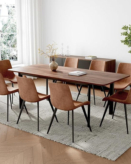 63"- 78.7" Extendable Dining Table Set for 8, Modern Kitchen Table with Dining Chairs for 6-8 Person, Thickened Expandable MDF Wooden Table with Metal Leg for Dining Room, Kitchen, Living Room