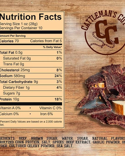 Cattleman's Cut Peppered Steakhouse Beef Jerky, 10 Ounce