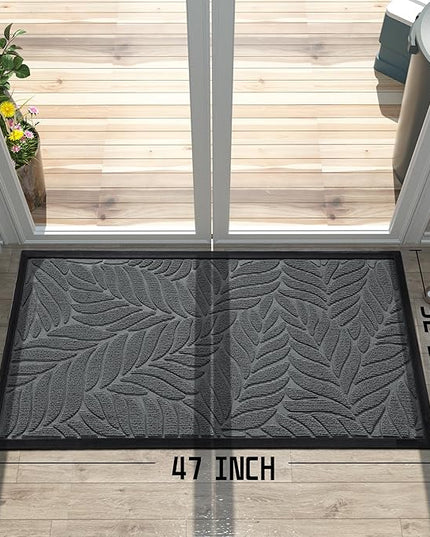 Yimobra 47x32 Large Door Mat Outdoor Indoor, All-Season Waterproof Door Mat Outside Entrance, All-Weather Non-Slip Outside Doormat for Garage Patio Entryway, Grey