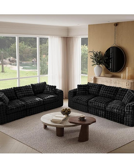 TYBOATLE 135’’ Boneless Slow-Rebound Memory Foam Couch, Cloud Sectional Couches for Living Room w/Upgraded Fabric, Deep Seat Comfy Fluffy U Shaped Modular Sectional Sofa w/Chaise